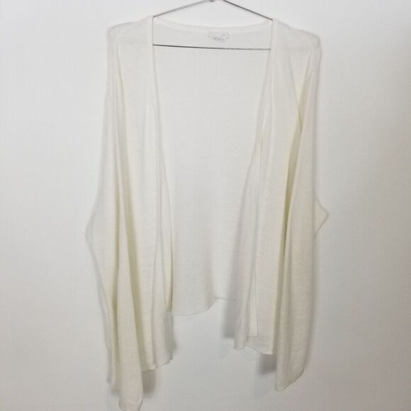J.Jill Women Plus Linen Blend Cardigan Sweater Sz 3X White Open Front Beach - Picture 1 of 8